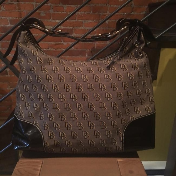 Dooney & Bourke Signature Large Black Grey Canvas - Picture 2 of 8